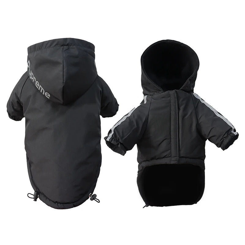 Wasserdichte Hunde-Regenjacke mit Kapuze Schwarz